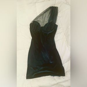 Velvet emerald green mini dress